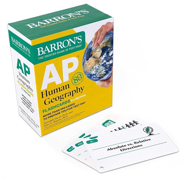 Cover of AP Human Geography Flashcards, Fifth Edition: Up-to-Date Review + Sorting Ring for Custom Study (Barron's AP Prep)