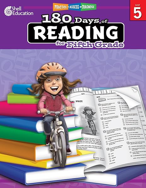 Cover of 180 Days of Reading: Grade 5 - Daily Reading Workbook for Classroom and Home, Reading Comprehension and Phonics Practice, School Level Activities Created by Teachers to Master Challenging Concepts
